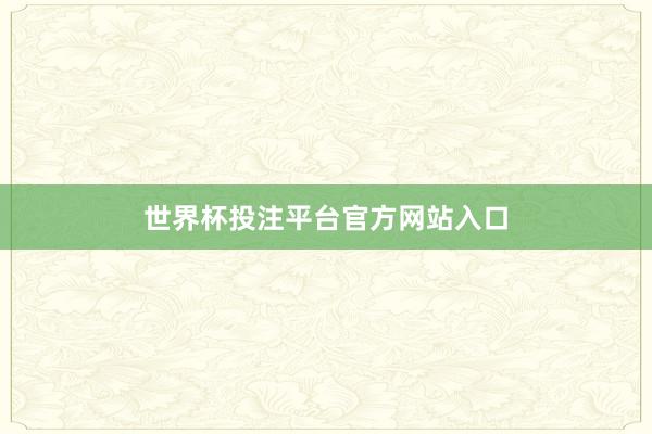 世界杯投注平台官方网站入口