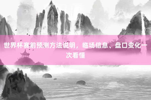世界杯赛前预测方法说明，临场信息、盘口变化一次看懂
