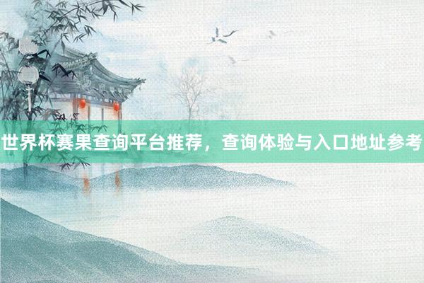 世界杯赛果查询平台推荐，查询体验与入口地址参考