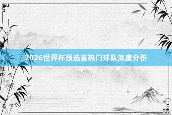 2026世界杯预选赛热门球队深度分析